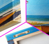 Beach house, Nantucket painting, coastal landscape art, framed canvas print, nautical decor, seascape painting, farmhouse art