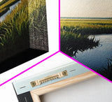 Marsh landscape, marsh painting, coastal decor, framed canvas print, extra wide art, original painting, above couch art
