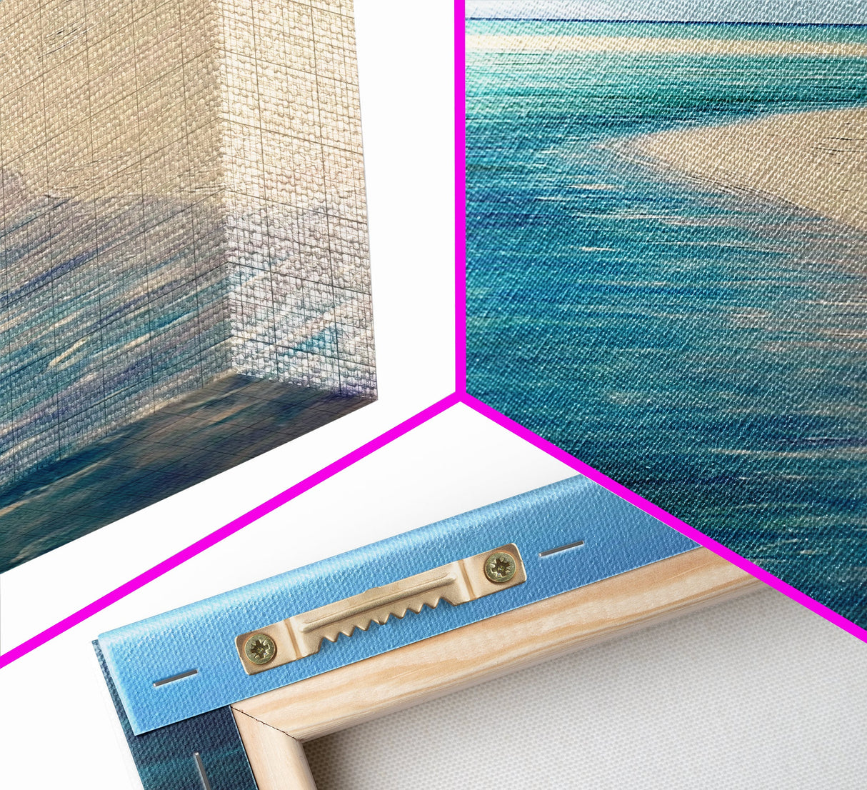 Tropical Shoreline, coastal painting, ocean landscape, blue and green wall art, framed canvas print, nautical decor, seascape art