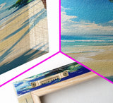 Palm Tree Beach, tropical decor, coastal cowgirl wall art, Hawaii art, framed canvas print, nautical painting, summer gift idea