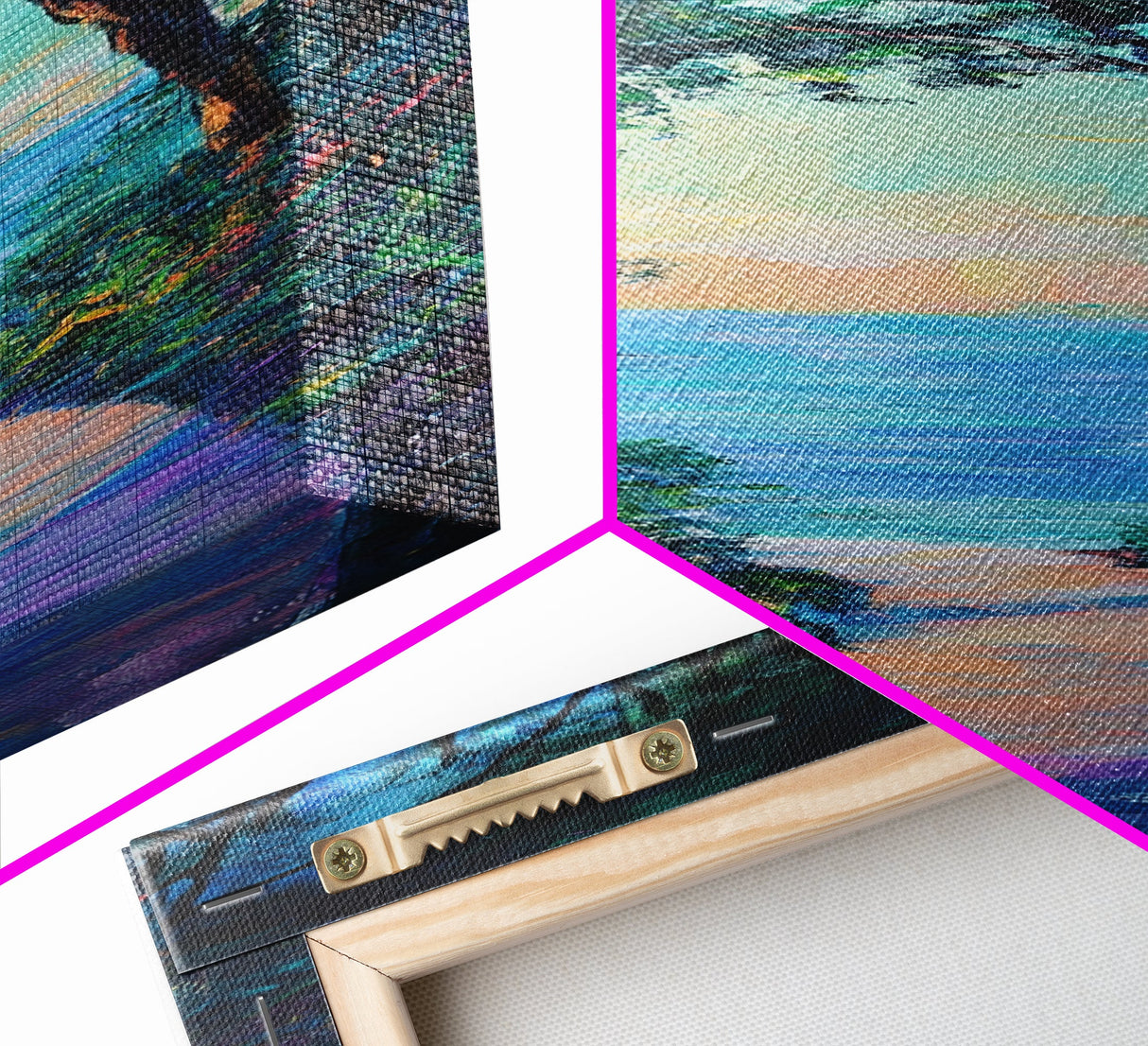 Sunset Pathway Art, Coastal Painting, Wabi Sabi Art, Above Bed Wall Art, Seascape Painting, Framed Canvas Print, Nautical Decor