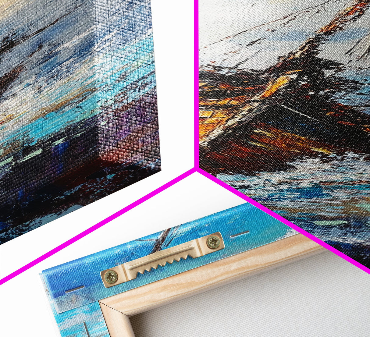 Shipwreck, nautical wall art, seascape painting, coastal landscape art, rustic decor, ocean wall art, Framed Canvas Print