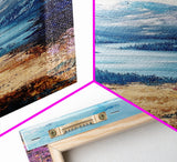 Mountain River, landscape painting, lake Tahoe art, pine tree art, rustic wall art, framed canvas print, extra wide art