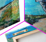 Fading Road, abstract landscape, moody art, blue and green wall art, coastal decor, rustic wall art, framed canvas print