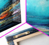 Underwater Cave, ocean painting, nautical wall art, coastal painting, seascape painting, framed canvas print, vertical wall art