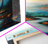 Autumn River, mountain painting, pine tree art, framed canvas print, landscape painting, rustic wall art, above couch art, fall decor