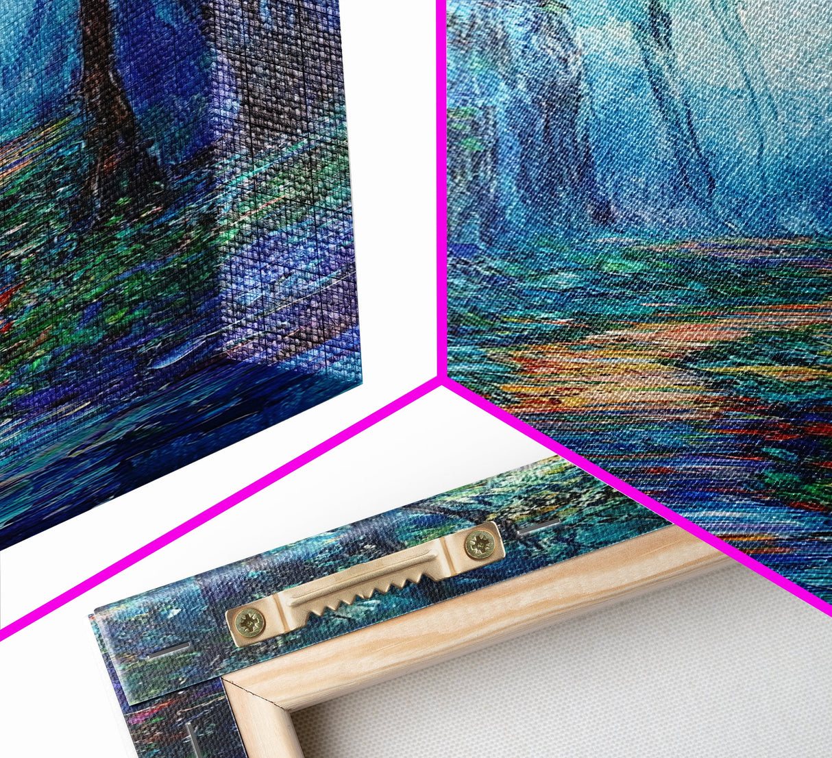 Misty Forest, pine tree art, framed canvas print, forest at dusk painting, wabi sabi art, landscape painting, moody art