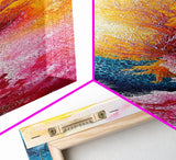 Abstract Coral, mosaic wall art, sacred geometry wall art, pink abstract art, blue and green wall art, zen wall art, canvas print