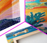 Vibrant Ocean, coastal decor, tropical wall art, octopus art, colorful beach painting, framed canvas print, nautical painting