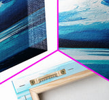 Snowy peak, mountain painting, landscape painting, blue and green wall art, panoramic art, framed canvas print, above sofa art