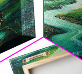 Emerald River, sage green wall art, framed canvas print, minimalist art, extra wide art, rustic decor, long narrow art