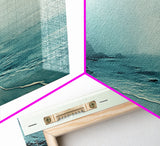 Foggy Beach, coastal decor, nautical painting, moody art, extra wide art, horizontal wall art, Canvas Print, bedroom art