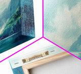 Serene Fjord, coastal landscape art, panoramic art, moody art, minimalist art, Canvas Print, above bed wall art, living room art