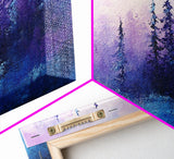 Forest at Dusk, Moody Art, Pine Tree Art, Smoky Mountain Art, Framed Canvas Print, Landscape Painting, Extra Wide Art