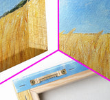 Wheat Field, landscape painting, farmhouse art, rustic wall art, extra wide art, bedroom art, framed canvas print, gift idea