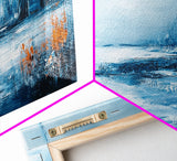 Winter Cabin, Framed Canvas Print, landscape painting, rustic decor, farmhouse art, moody art, above couch art, extra wide art