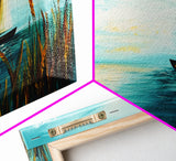 Serene Sailboat, Canvas Print, sailboat painting, coastal painting, nautical wall art, blue and green wall art, extra wide art