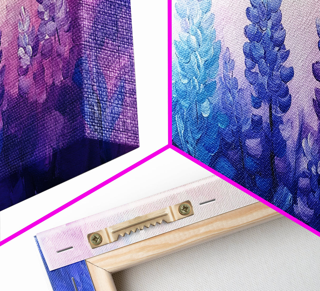Purple Wildflower Painting, botanical prints, wildflower painting, pink abstract art, floral wall art, framed canvas print, pink art