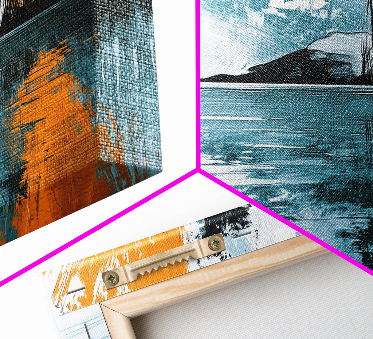 Palm Reflection, tropical coastal art, framed canvas print, coastal cowgirl wall art, panoramic painting, modern abstract art