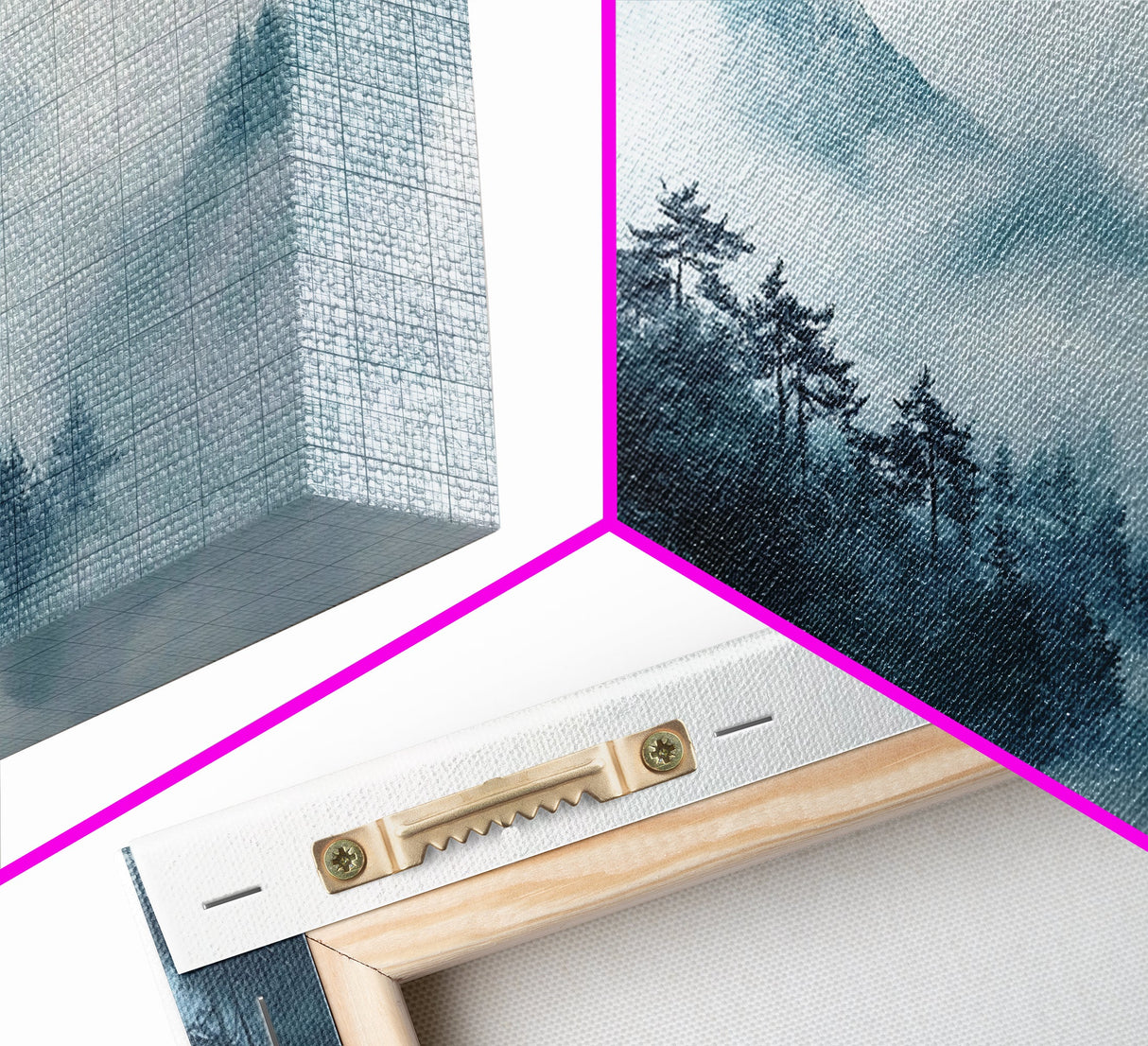 Misty Mountain, chinoiserie wall art, framed canvas print, zen wall art, mountain painting, panoramic painting, extra wide art