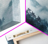 Misty Mountain, chinoiserie wall art, framed canvas print, zen wall art, mountain painting, panoramic painting, extra wide art