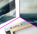 Moody Seascape, Dark Ocean, Panoramic Art, Canvas Print, Nautical Painting, Coastal Landscape Art, Extra Wide Art, Above Sofa Art
