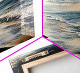 Moody beach, dark ocean, seascape painting, panoramic art, extra wide art, nautical painting, framed canvas print, above sofa art
