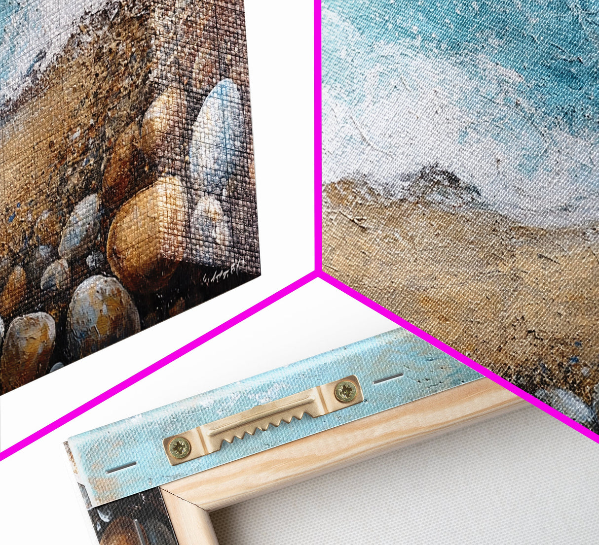 Oyster painting, coastal decor, framed canvas print, seascape painting, nautical wall art, extra wide art, textured beach painting