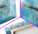 Wabi sabi art, minimalist art, framed canvas print, extra wide art, abstract painting, rustic wall art, textured blue wall decor