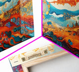 Surreal Abstract Art, phoenix metal art, geometric wall art, moody art, panoramic art, extra wide art, Framed Canvas Print