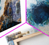 Ocean Abyss, oyster painting, abstract coastal art, framed canvas print, nautical wall art, extra wide art, blue wall art