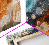 Abstract Coastal Geology, framed canvas print, extra wide art, mosaic wall art, ocean decor, oyster painting, coastal decor