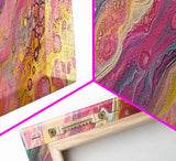 Pink Abstract, fluid art, cosmic energy, modern painting, blotter art, moody wall art, extra wide art, Framed Canvas Print, therapy art