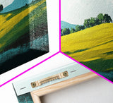 Rolling Hills Landscape, mountain painting, green wall art, countryside art, above couch art, farmhouse art, Canvas Print