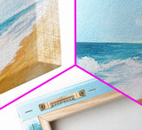 Ocean Beach Painting, seascape painting, coastal wall art, nautical decor, beach house art, panoramic painting, Canvas Print