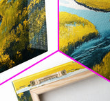 Marshland Landscape, marsh painting, landscape painting, above sofa art, extra wide art, panoramic art, Framed Canvas Print