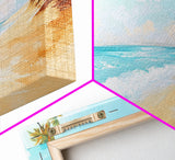 Tropical Beach, Coastal Landscape Art, Nautical Decor, Coastal Cowgirl Wall Art, Framed Canvas Print, Blue and Green Wall Art