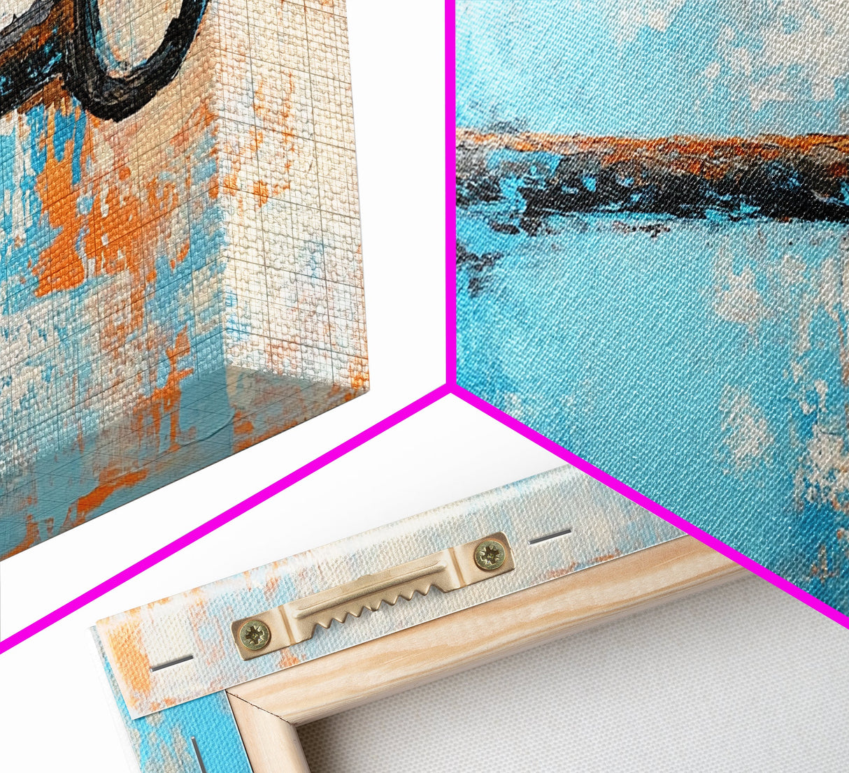 Rustic Key Painting, teal wall art, farmhouse art, coastal decor, framed canvas print, wabi sabi art, extra wide art, moody art