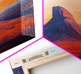 Southwest Landscape, Mountain Painting, Rustic Decor, Framed Canvas Print, Desert Sunset Art, Joshua Tree Art, Earthy Tones Art