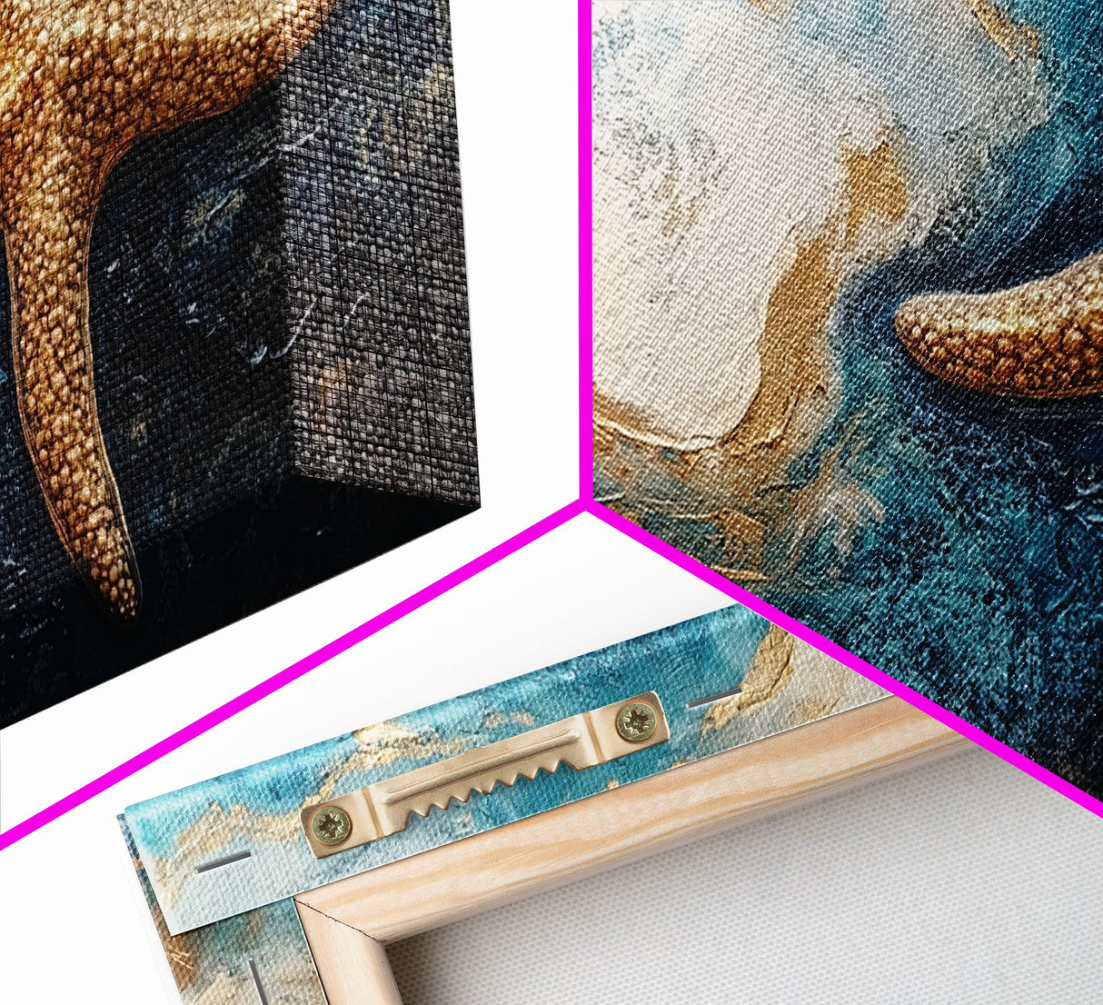 Starfish Painting, Coastal Wall Art, Ocean Art, Framed Canvas Print, Nautical Decor, Beach House Art, Blue and Green Wall Art