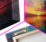 Cosmic Sunset, Dark Romance, Lofi Art, Moody Wall Art, Extra Wide Art, Above Couch Art, Framed Canvas Print, Bedroom Decor