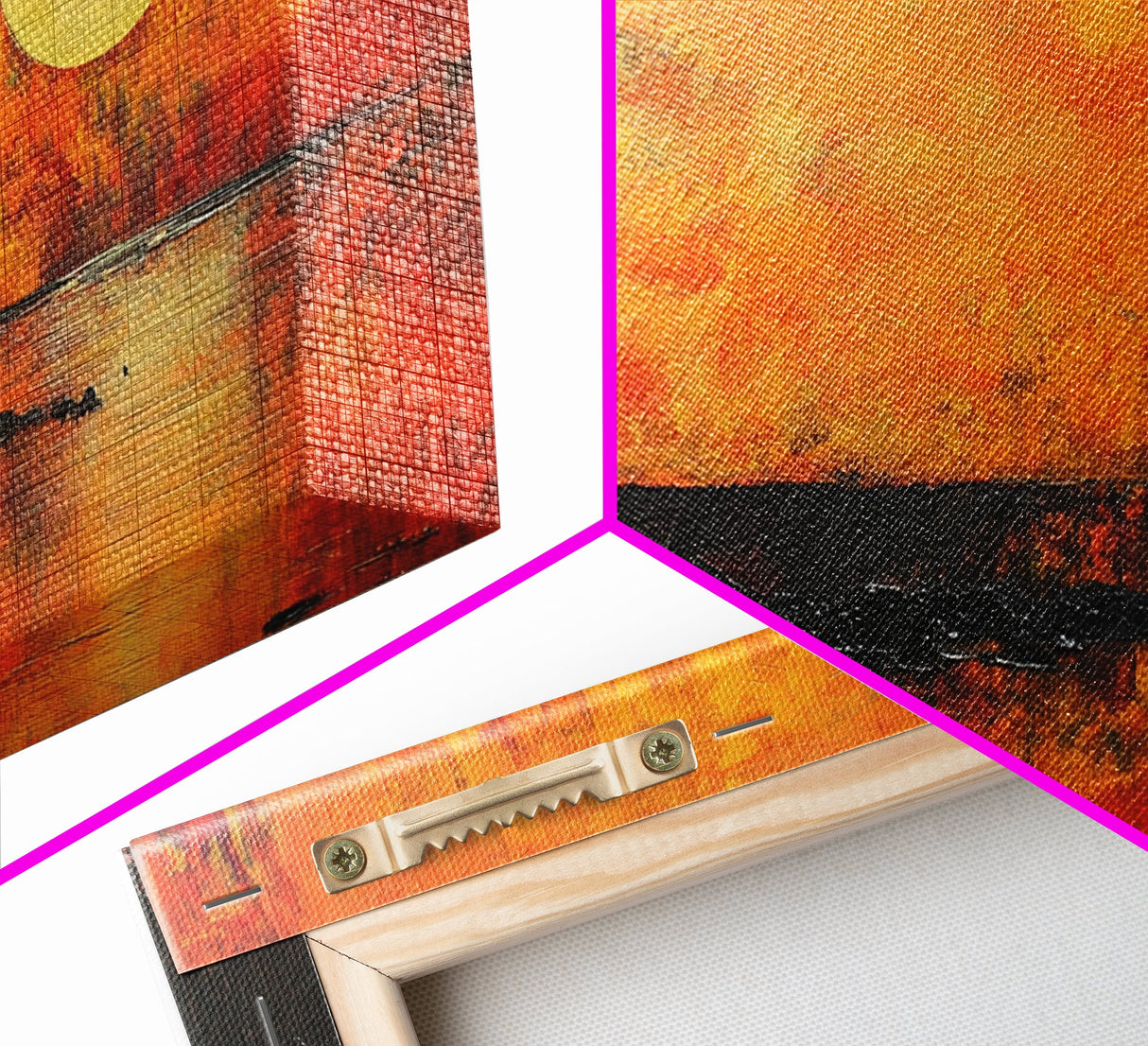Sunset Tree, orange wall art, oak tree art, moody art, panoramic art, extra wide art, rustic wall art, Framed Canvas Print