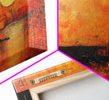 Sunset Tree, orange wall art, oak tree art, moody art, panoramic art, extra wide art, rustic wall art, Framed Canvas Print