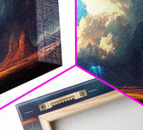 Southwest storm, desert lightning, panoramic art, framed canvas print, mountain painting, extra wide art, dramatic wall art