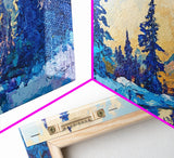 Pine trees, winter landscape, moody forest, framed canvas print, pine tree art, smoky mountain art, rustic wall art