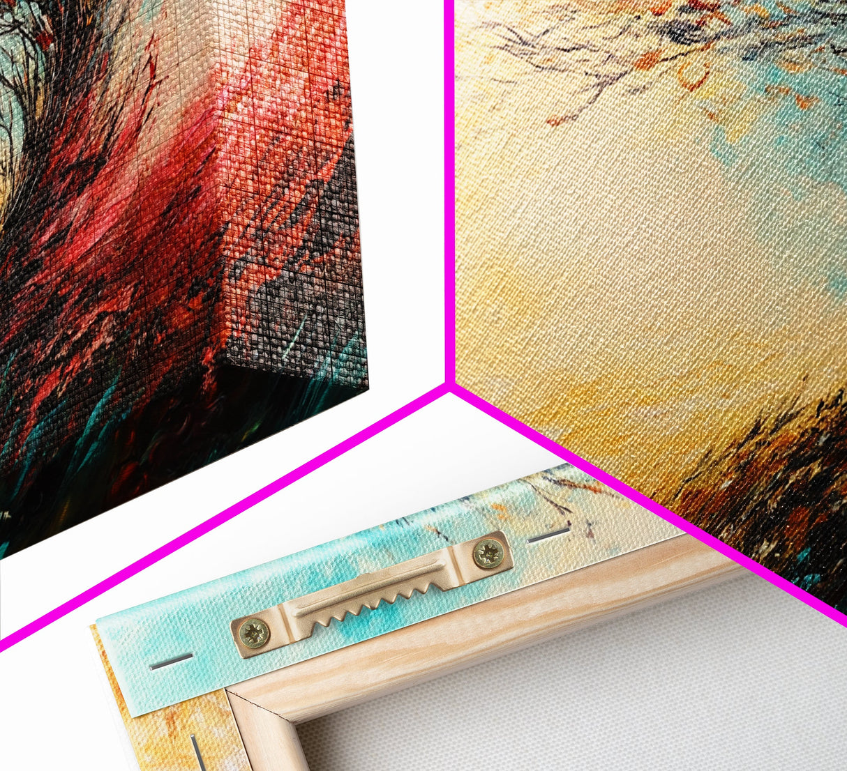 Windy Autumn, Framed Canvas Print, fall wall art, abstract landscape, extra wide painting, panoramic painting, autumn decor