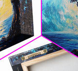 Ocean Cave, Framed Canvas Print, nautical wall art, coastal painting, extra wide painting, seascape painting, panoramic wall art