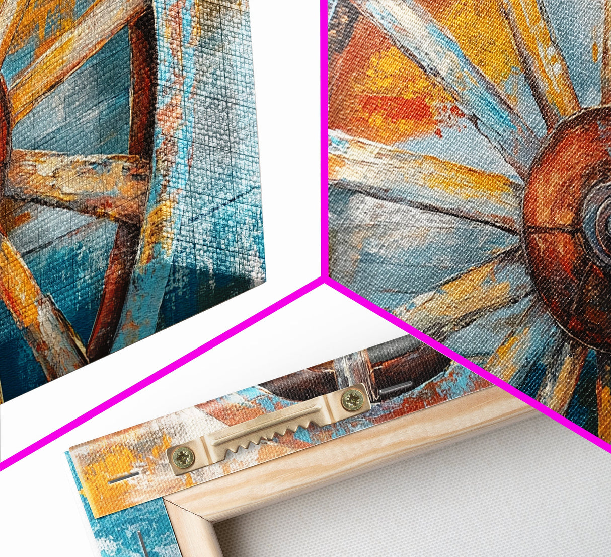 Rustic Wagon Wheel, Canvas Print, western wall art, rustic decor, farmhouse art, extra wide painting, horizontal wall art