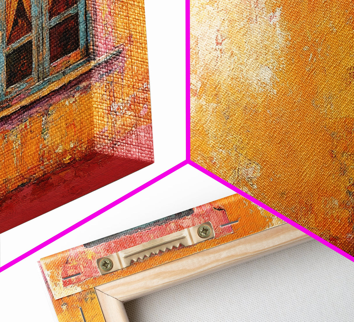 Mexican Window, Canvas Print, southwest wall art, warm color painting, extra wide painting, vibrant art, farmhouse art