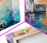 Sunset Over Cliffs, Coastal Painting, Ocean Landscape, Coastal Decor, Nautical Wall Art, Horizontal Wall Art, Framed Canvas Print